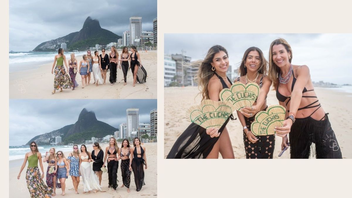 madrinhas com noiva na praia