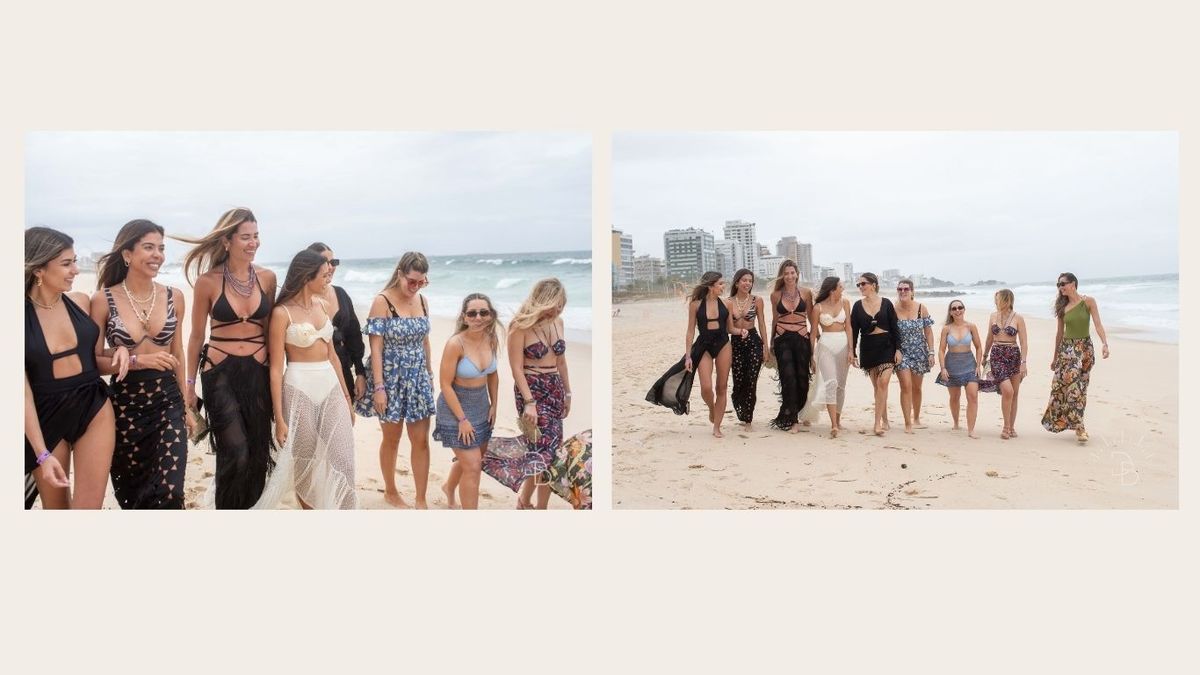 ensaio das madrinhas com noiva na praia