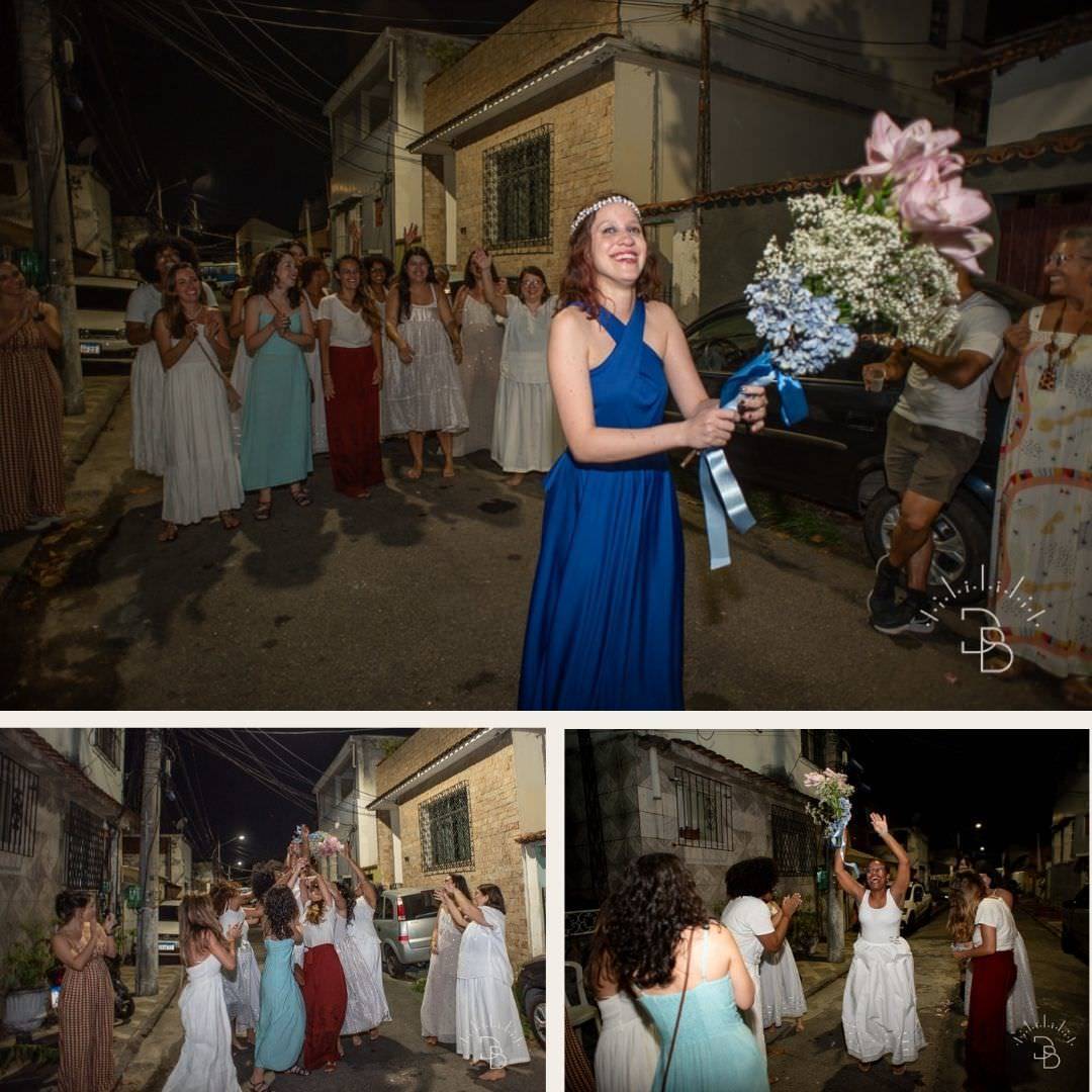momento do bouquet durante casamento na Umbanda