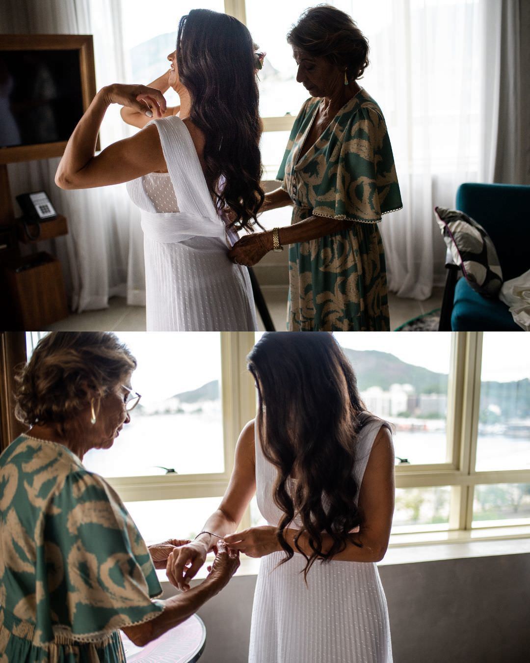 noiva se arrumando durante making of em hotel yoo2rio em botafogo