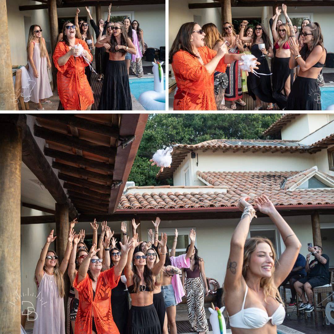 hora do bouquet  na despedida de Solteira em buzios