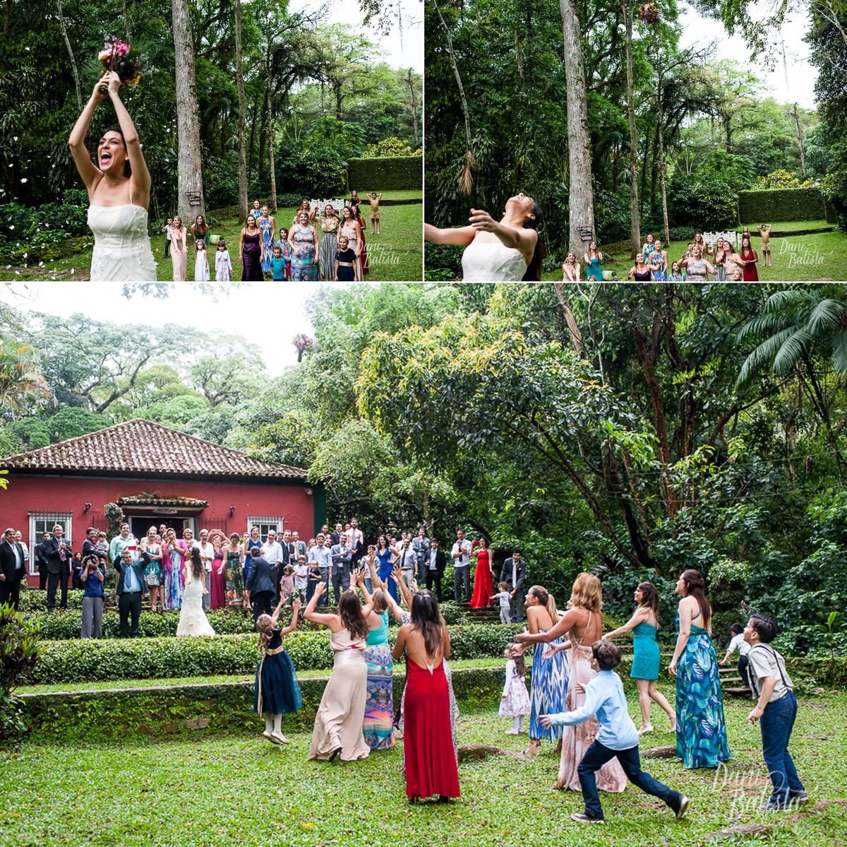 hora do bouquet em casamento de dia no restaurante os esquilos