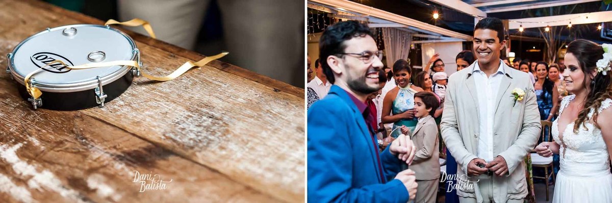 aliancas no tamborim casamento na casa de samba toca da gambá