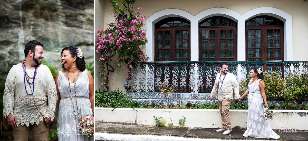 fotos dos noivos após cerimônia de casamento umbandista de dia rj