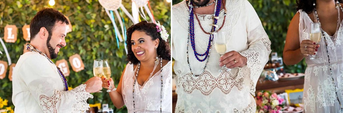 brinde dos noivos casamento umbandista de dia ao ar livre rj