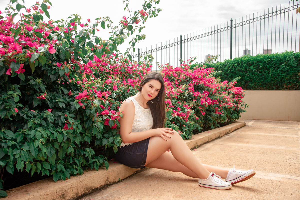 ensaio 15 anos entre as flores