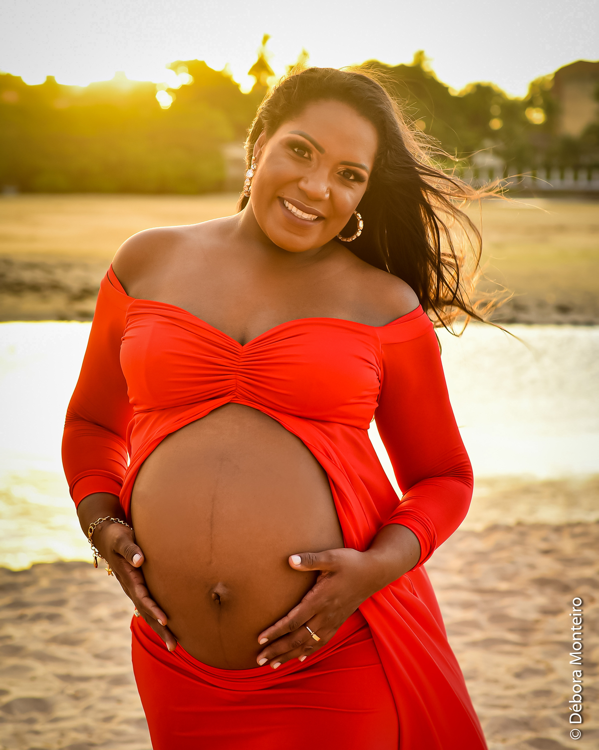 Ensaio de gestante na praia