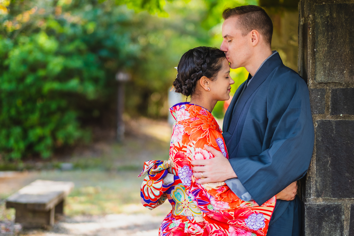 beijo. kimono, quimono, ensaio no japao, kyoto, arashiyama