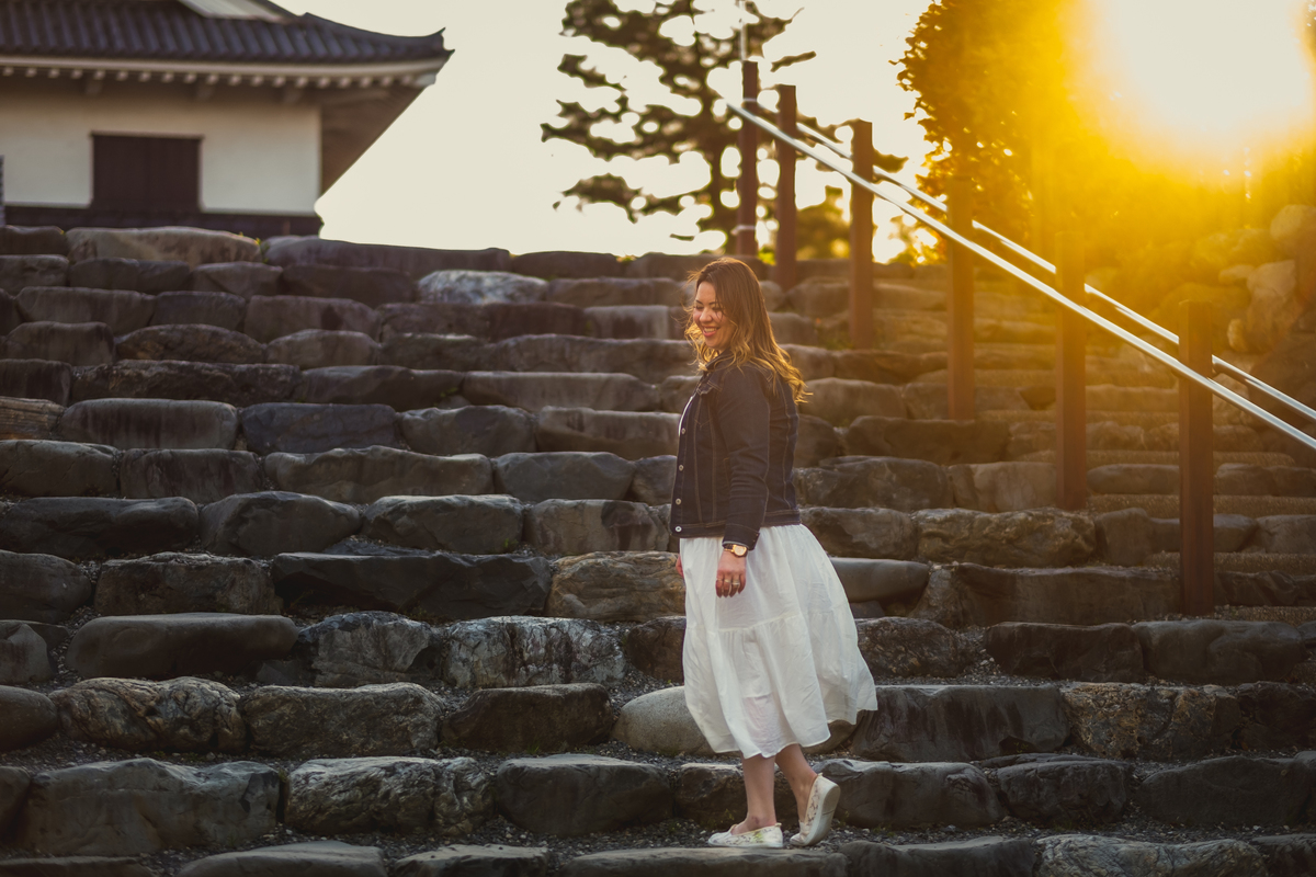 castelo de nagahama, nagahama, shiga, fotografo em shiga, fotografo no japao, ensaio de familia, retrato de familia, mae solteira no japao, por do sol, viagem para o japao