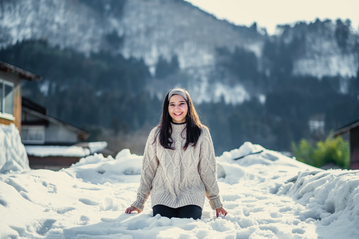 ensaio diferente no japao, ensaio em Shirakawa no japao, fotografo no japao, ensaio debutante no inverno, ensaio debutante no japao