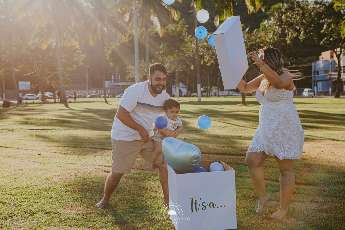 Ensaio fotográfico chá revelação prainha de Vila Velha 