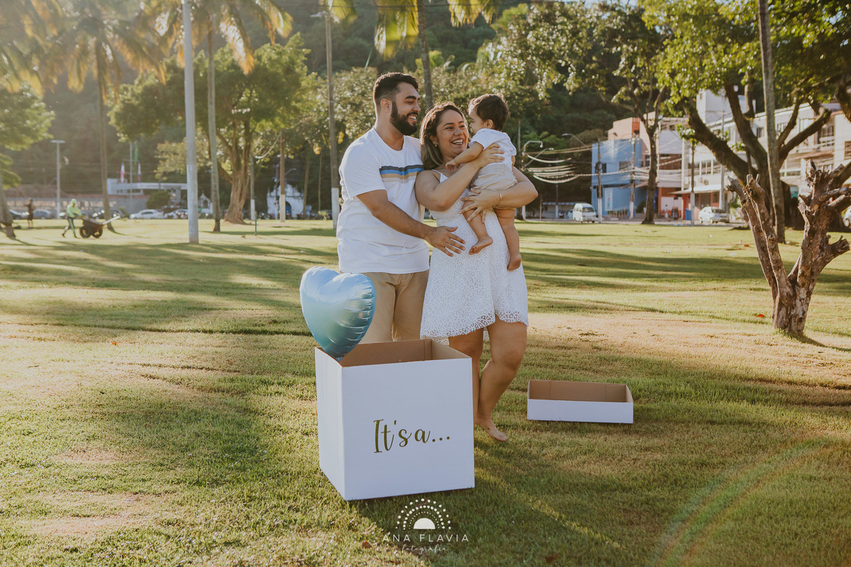 Ensaio fotográfico chá revelação prainha de Vila Velha 