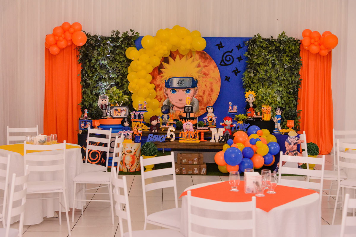 festa de aniversário com o tema de Naruto