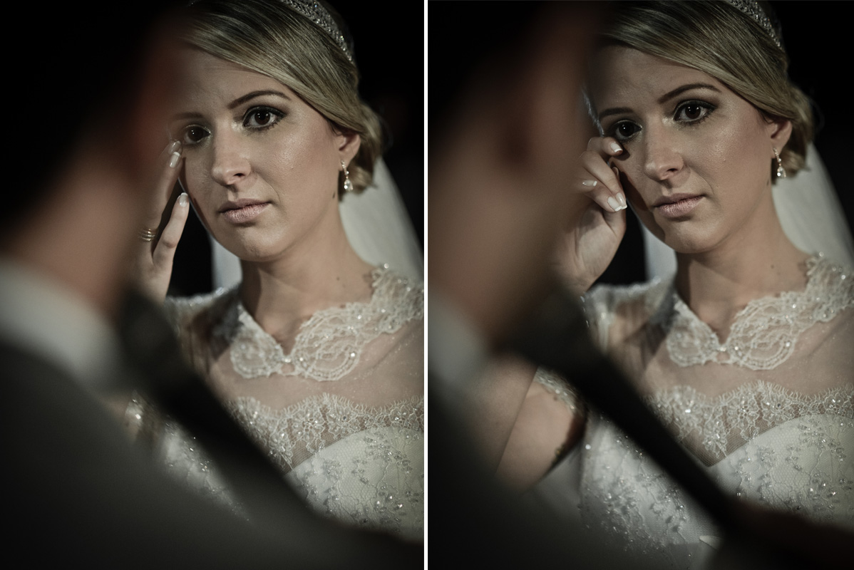 Fotos noiva emocionada - casamento de Priscila e Gustavo no Salão Catavento em Piracicaba - SP