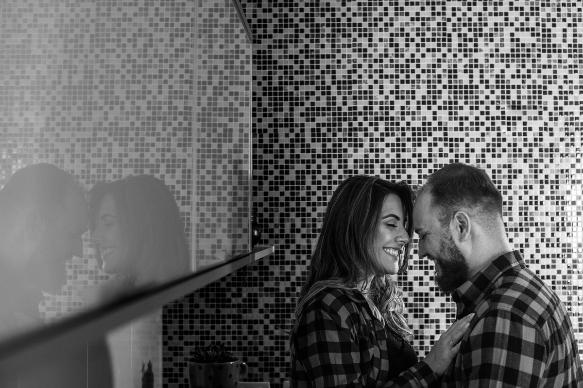 Foto de gestante na cozinha