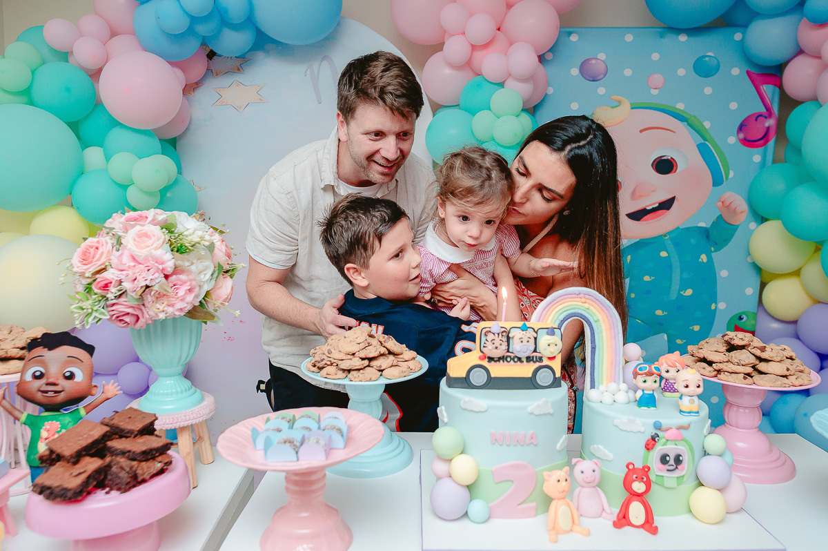 mesa do bolo, assoprando velinhas, aniversario de dois anos