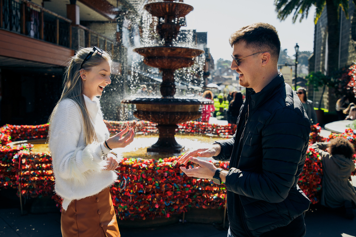 pedido de noivado casamento surpresa fonte amor eterno gramado fotografo fotos barato filmagem