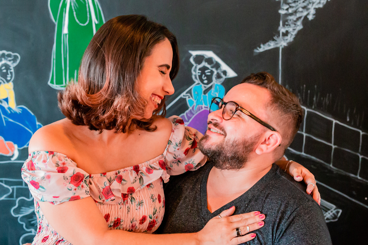 O casal Brenna e Mário no restaurante Mashita. Foto registrada por George Dantas