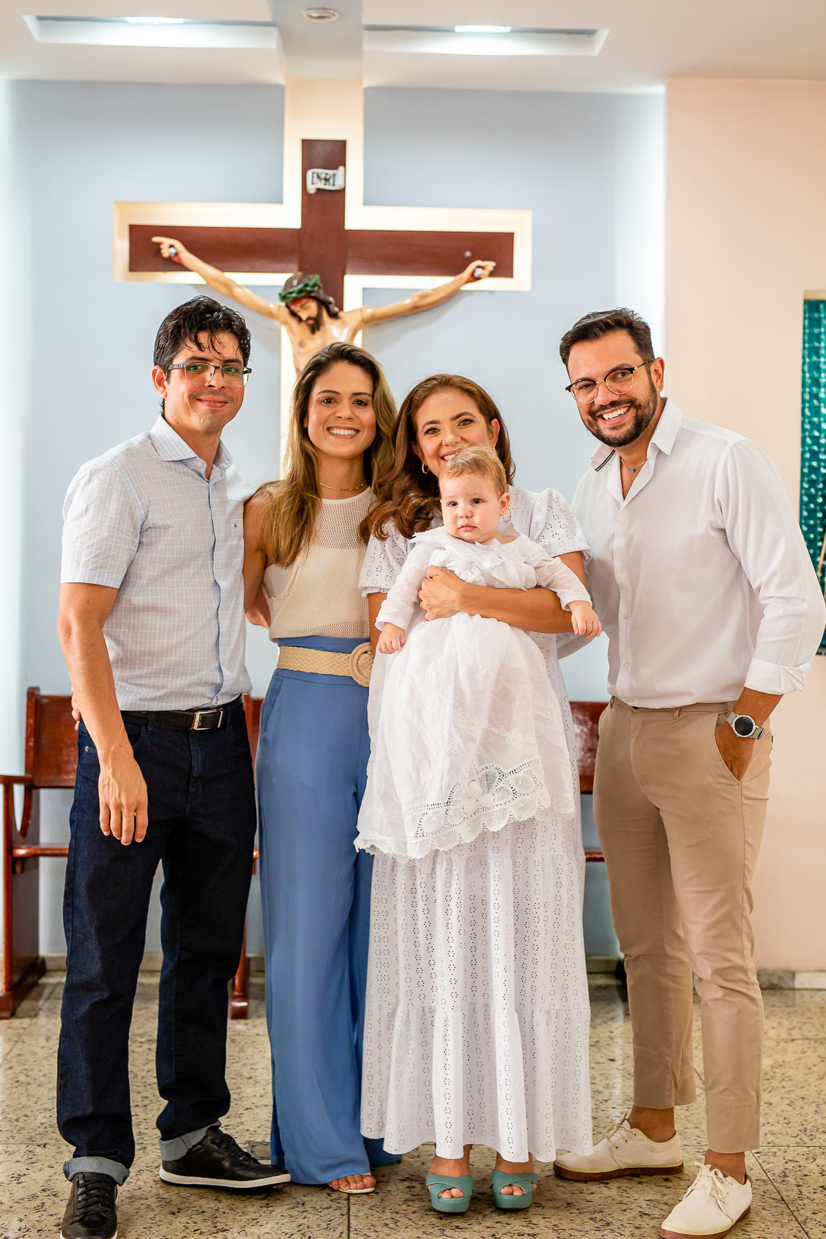 Bento com os papais e os padrinhos após a cerimônia. Foto registrada por George Dantas 