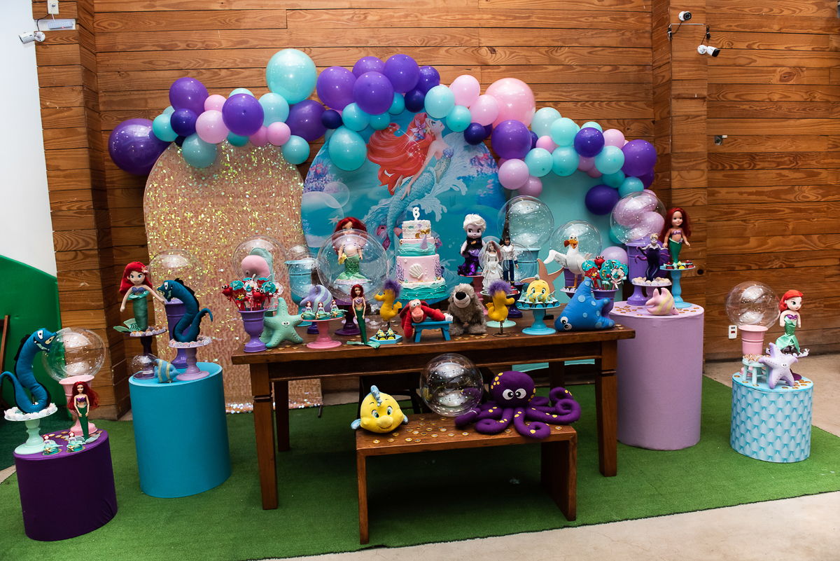 mesa de parabéns - tema Ariel, Pequena Sereia