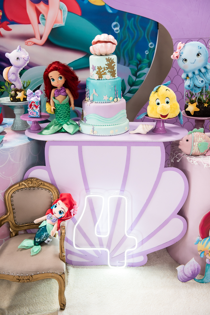 bolo do aniversário - tema pequena sereia