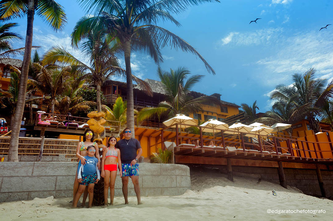 sesión familiar, hotel peña linda bungalows, plameras, bungalows