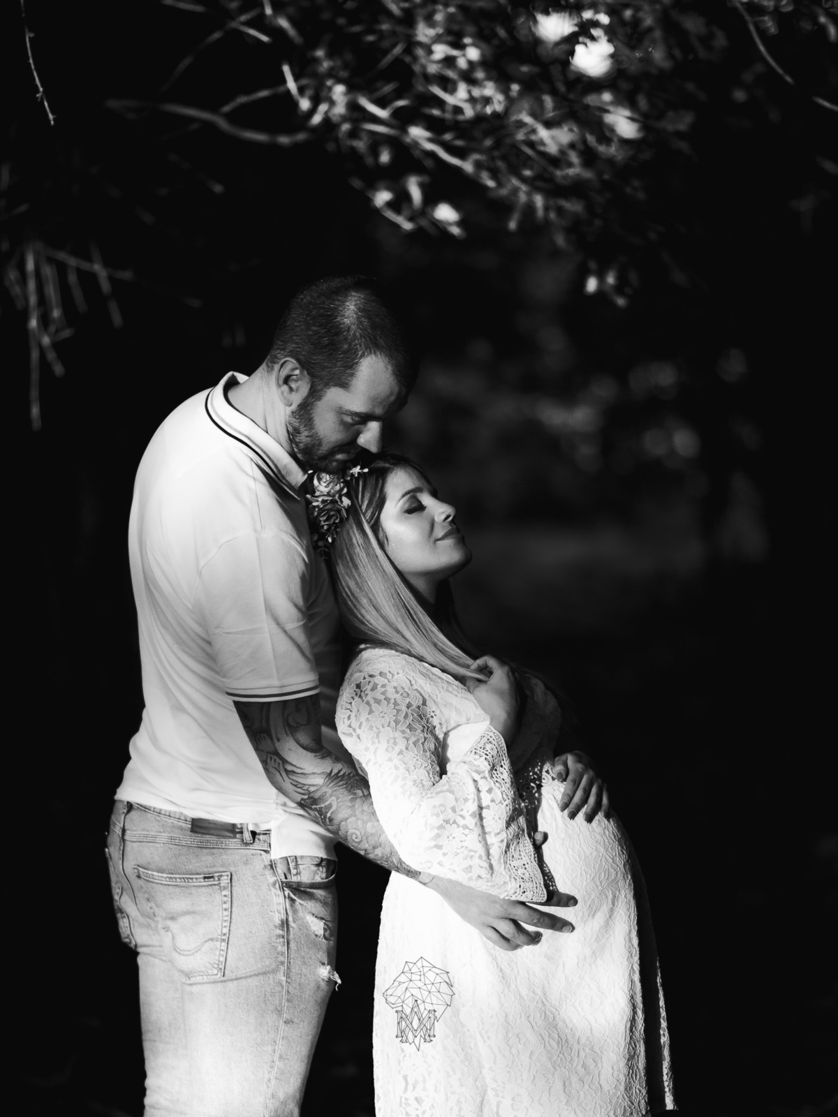 casal gravida preto e branco