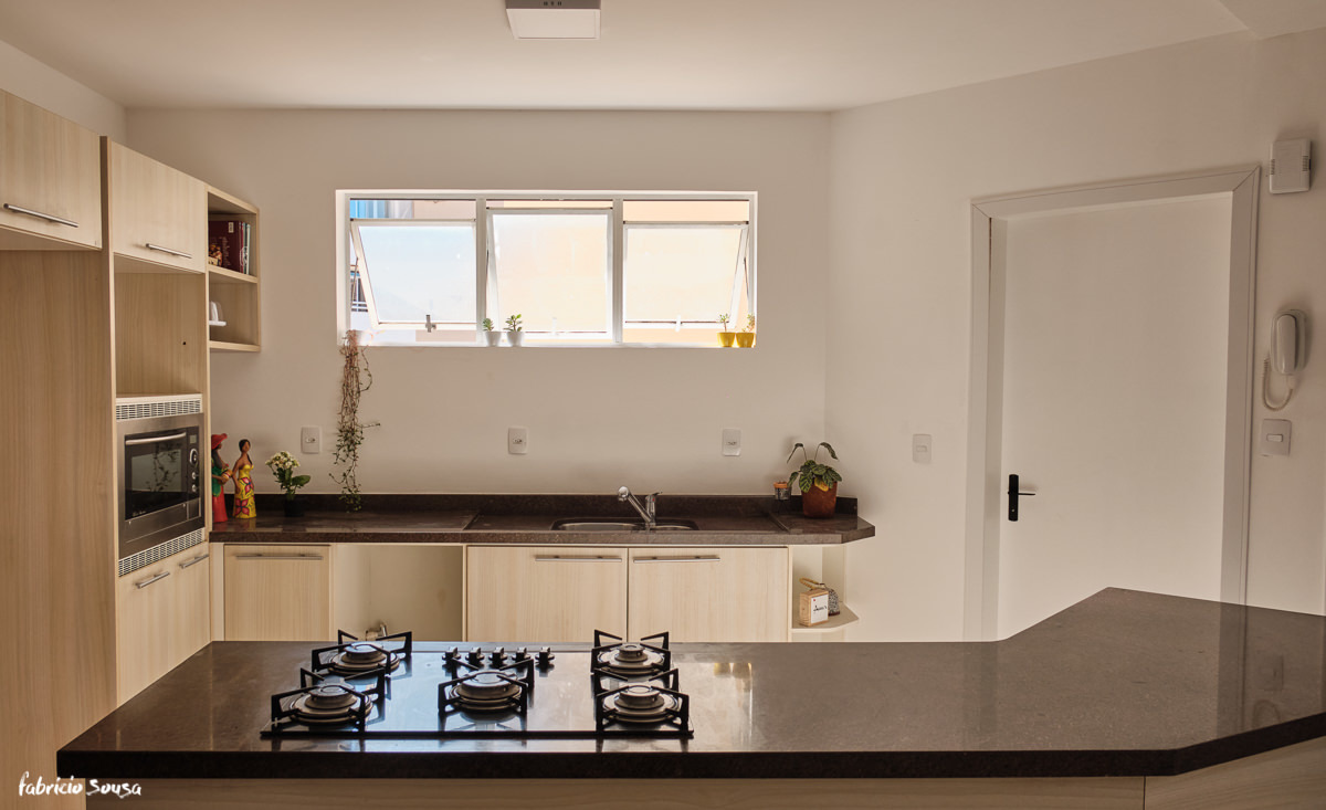 cozinha americana com bancada - apartamento de 2 quartos fotos para vender