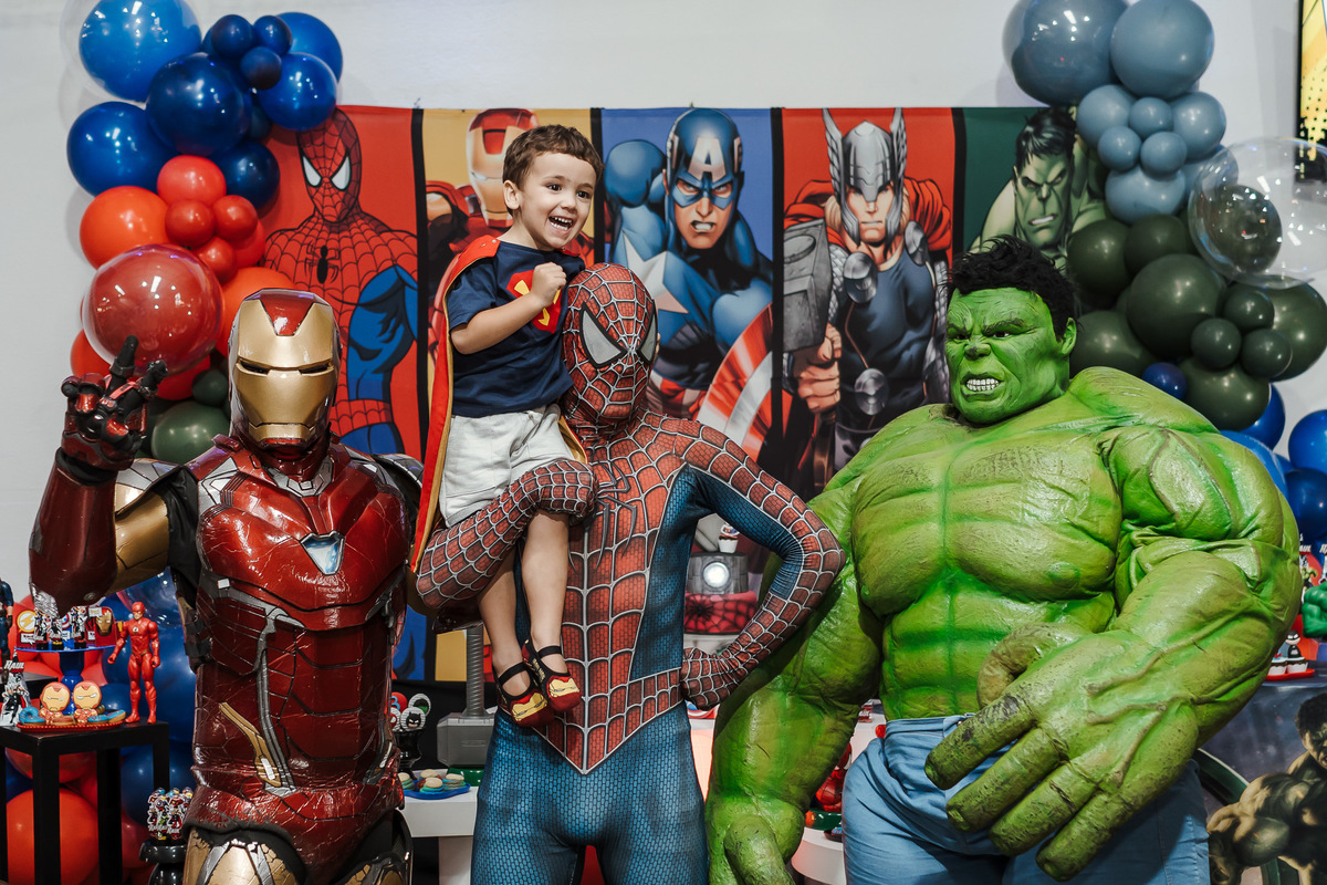 Festa Infantil tema super heróis no Espaço Jack Kingdon em Santo André por Jstella Fotografia