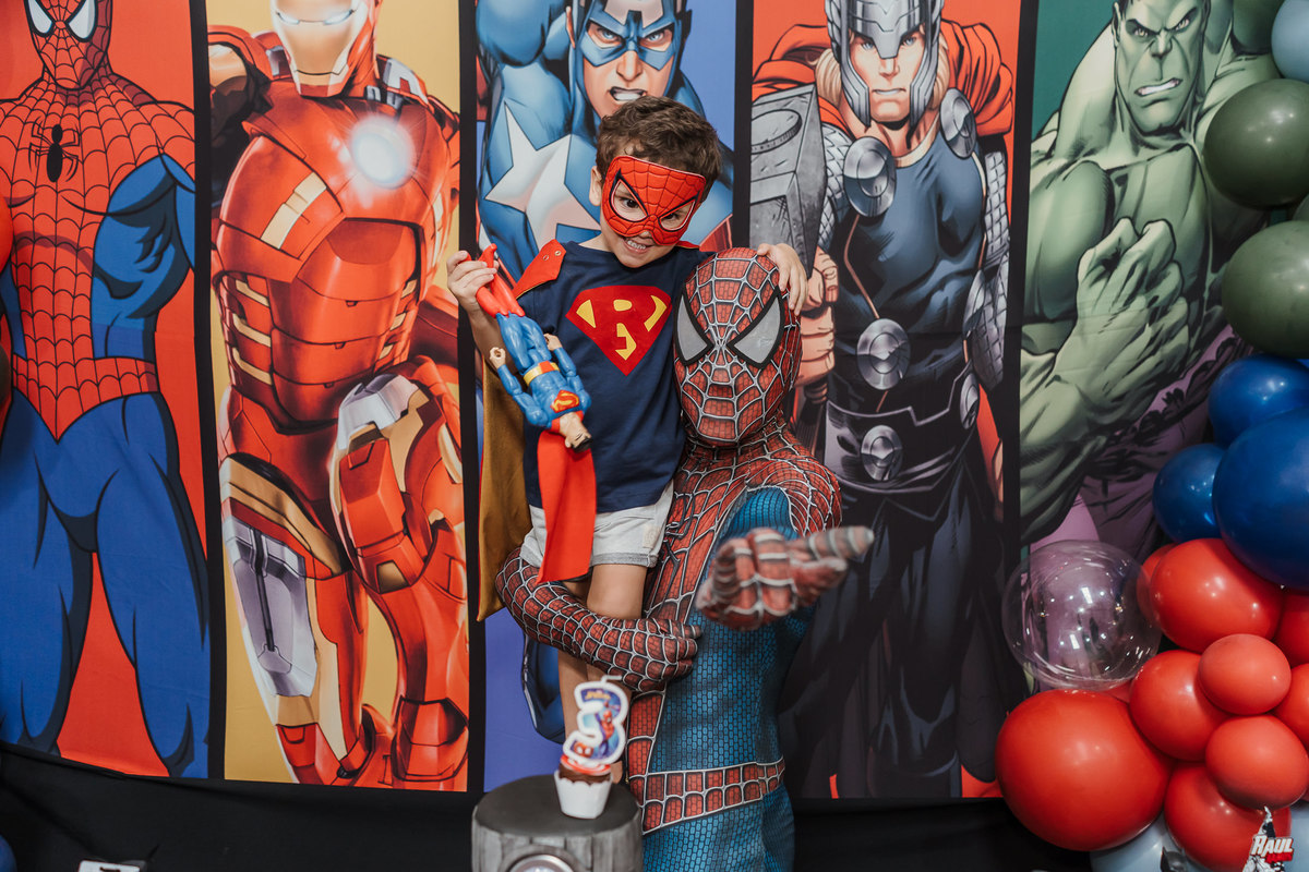 Festa Infantil tema super heróis no Espaço Jack Kingdon em Santo André por Jstella Fotografia