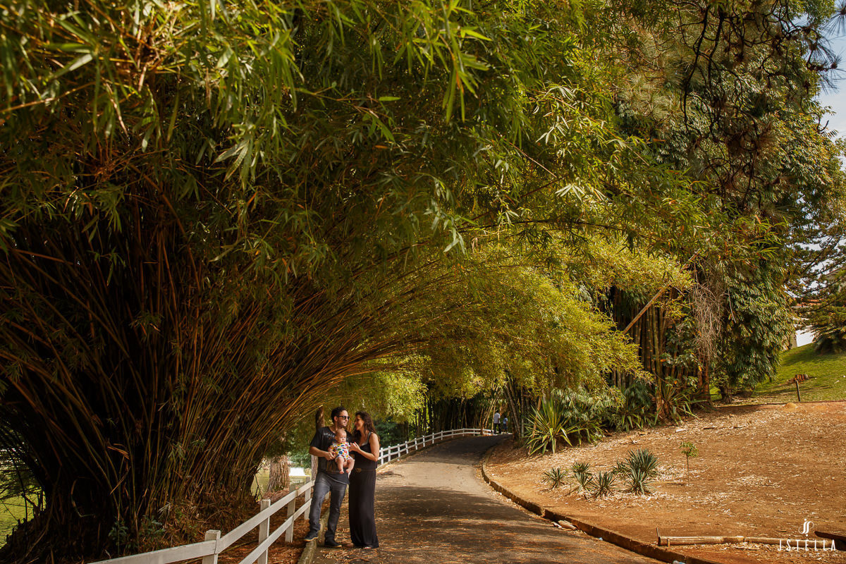 Pais com bebê no parque