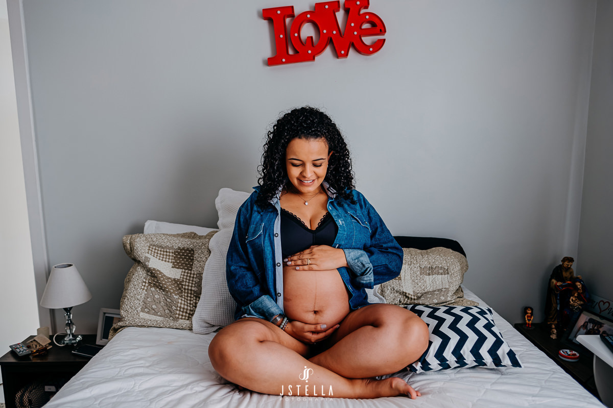 ensaio gestante em casa