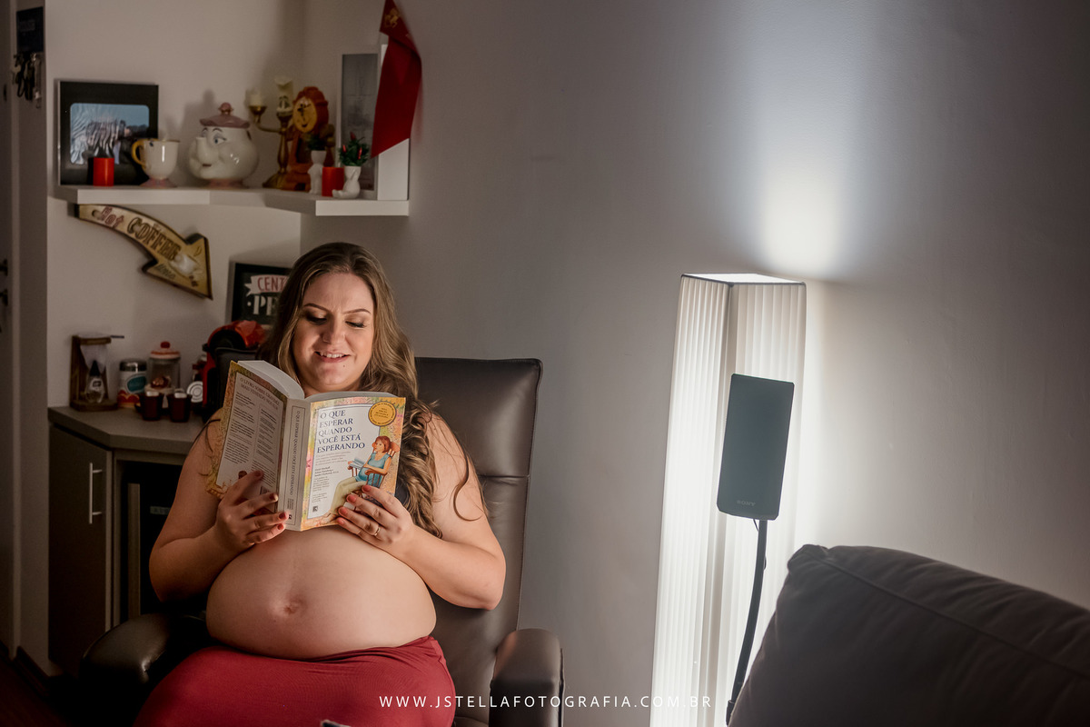 ensaio gestante em casa