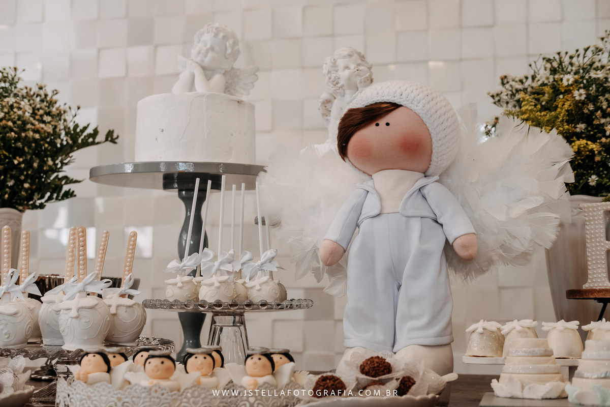 decoração mesa de batizado