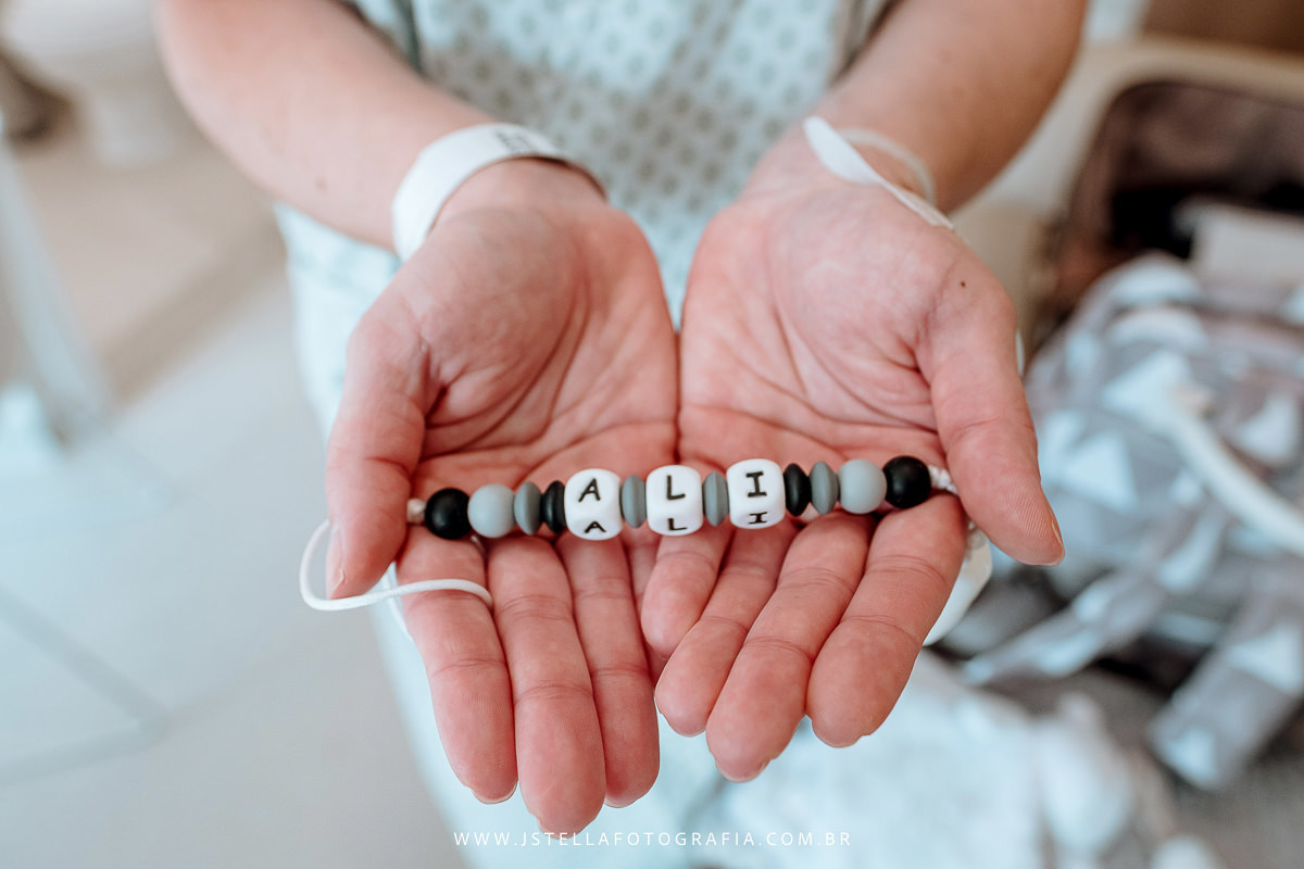 pulseira com nome do bebê
