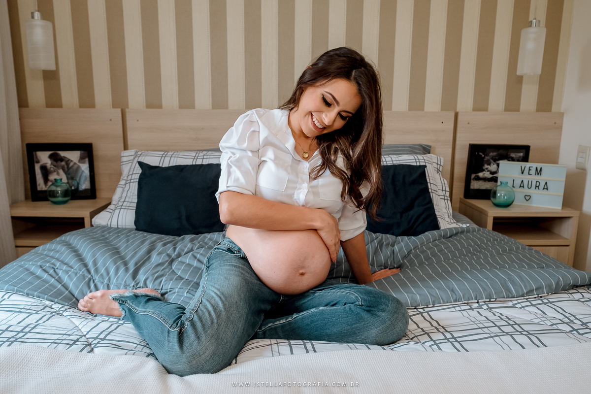 foto gestante em casa