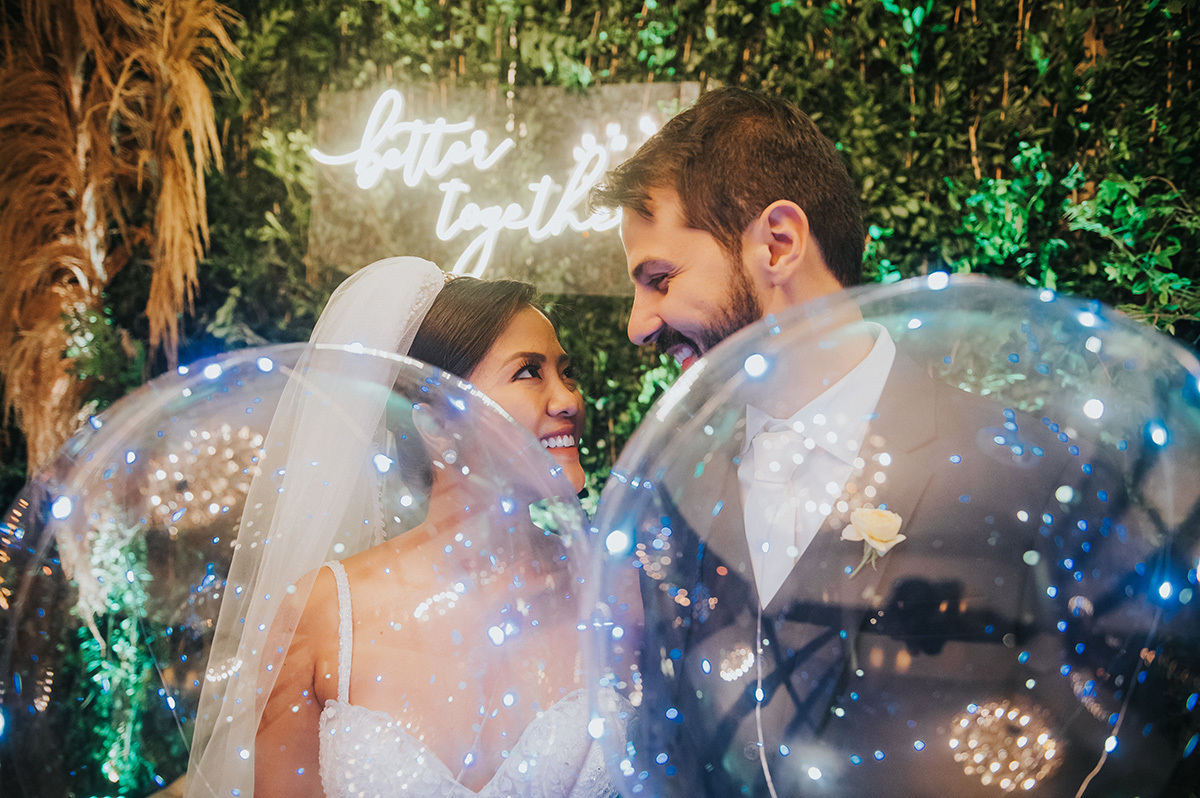 Balão de led na festa de casamento