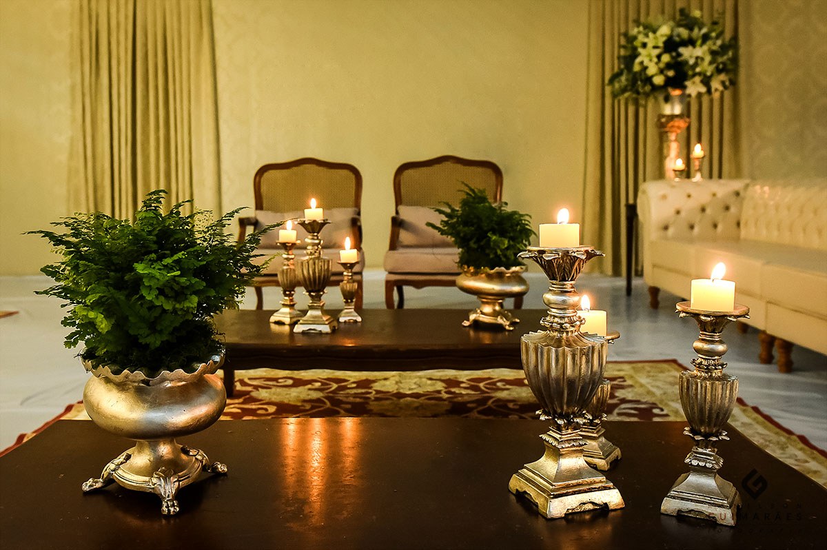 Decoração da festa com velas