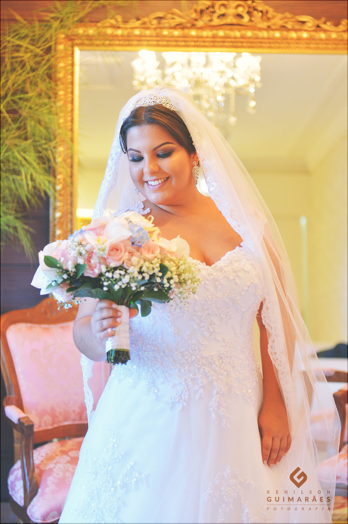 A noiva pronta para sair para a cerimônia