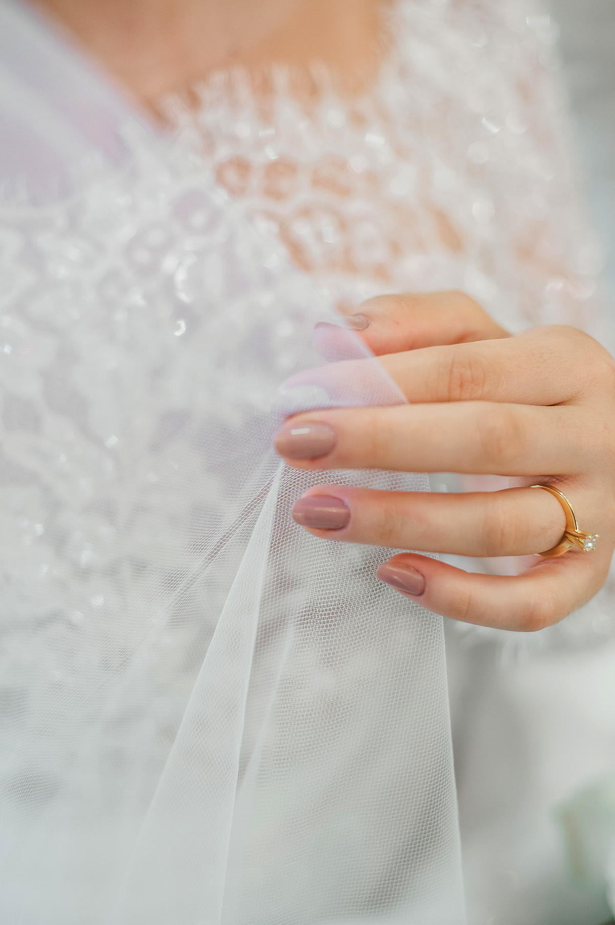 Noiva segurando o véu