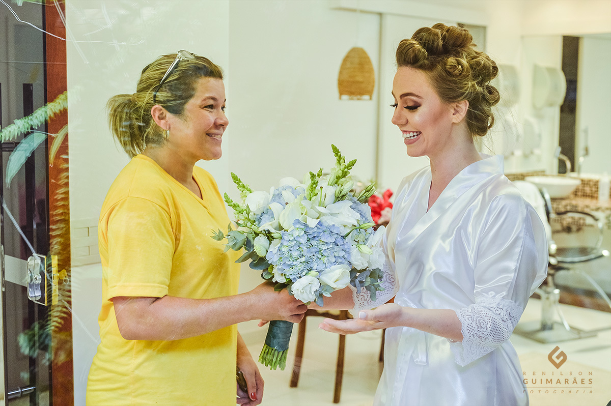 Quando a noiva recebeu o bouquet no making of