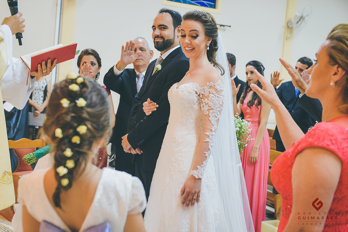 Momento de descontração da noiva