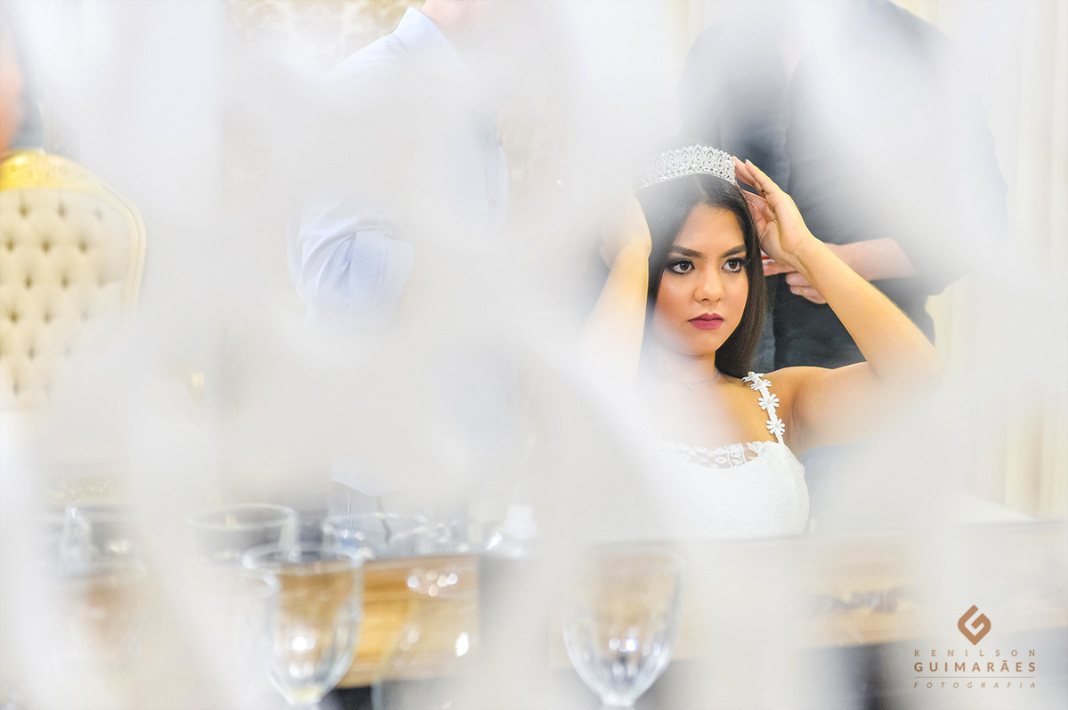 A aniversariante no salão de beleza