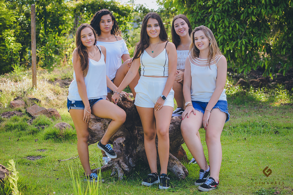 A aniversariante com as amigas