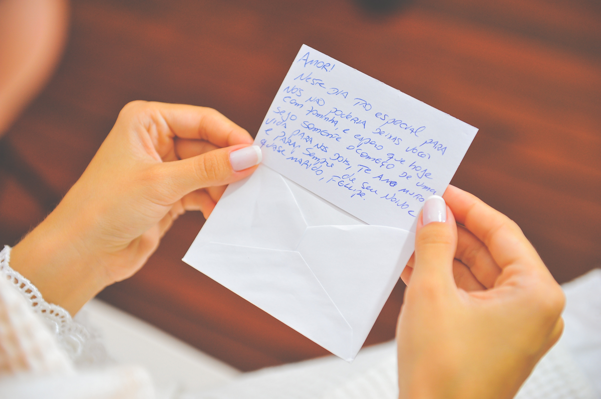 Mensagem do noivo no making of da noiva