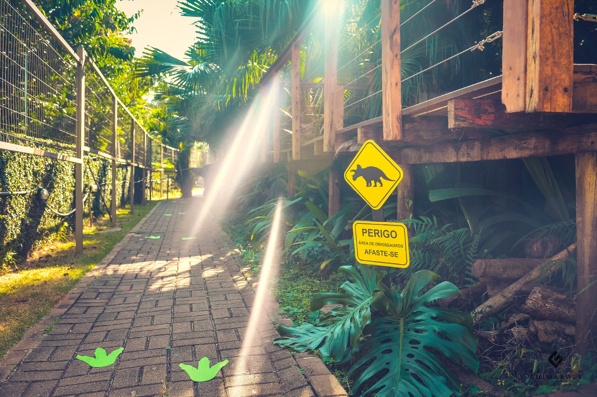 Decoração de pegadas de dinossauro