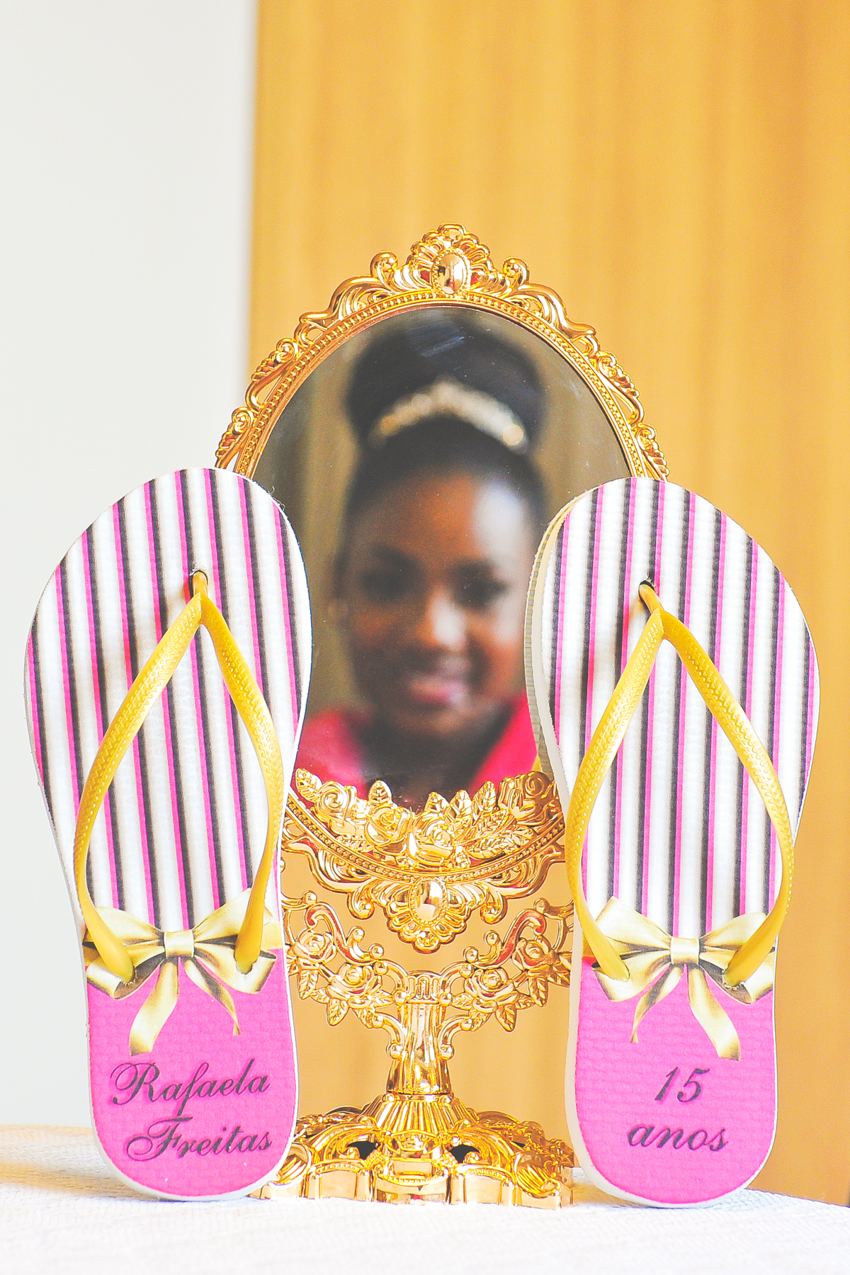 making of 15 anos - chinelo de lembrança