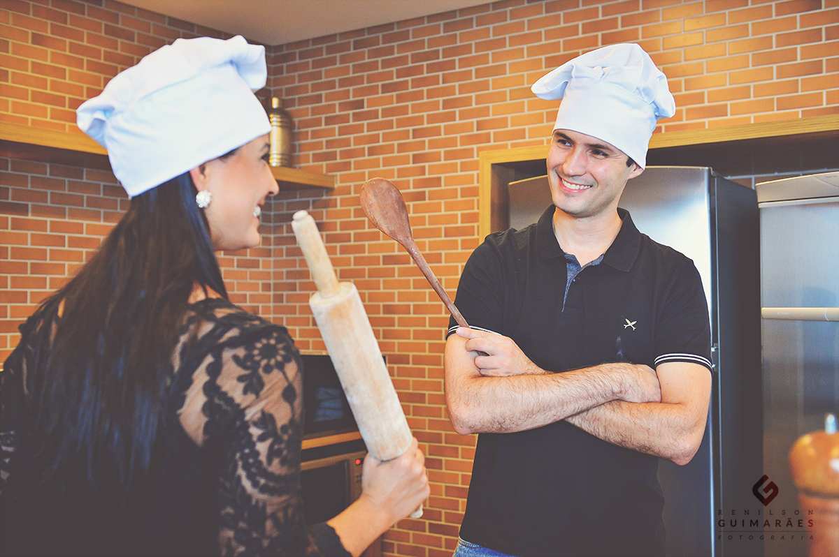 Noivos na cozinha - gastronomia - gourmet
