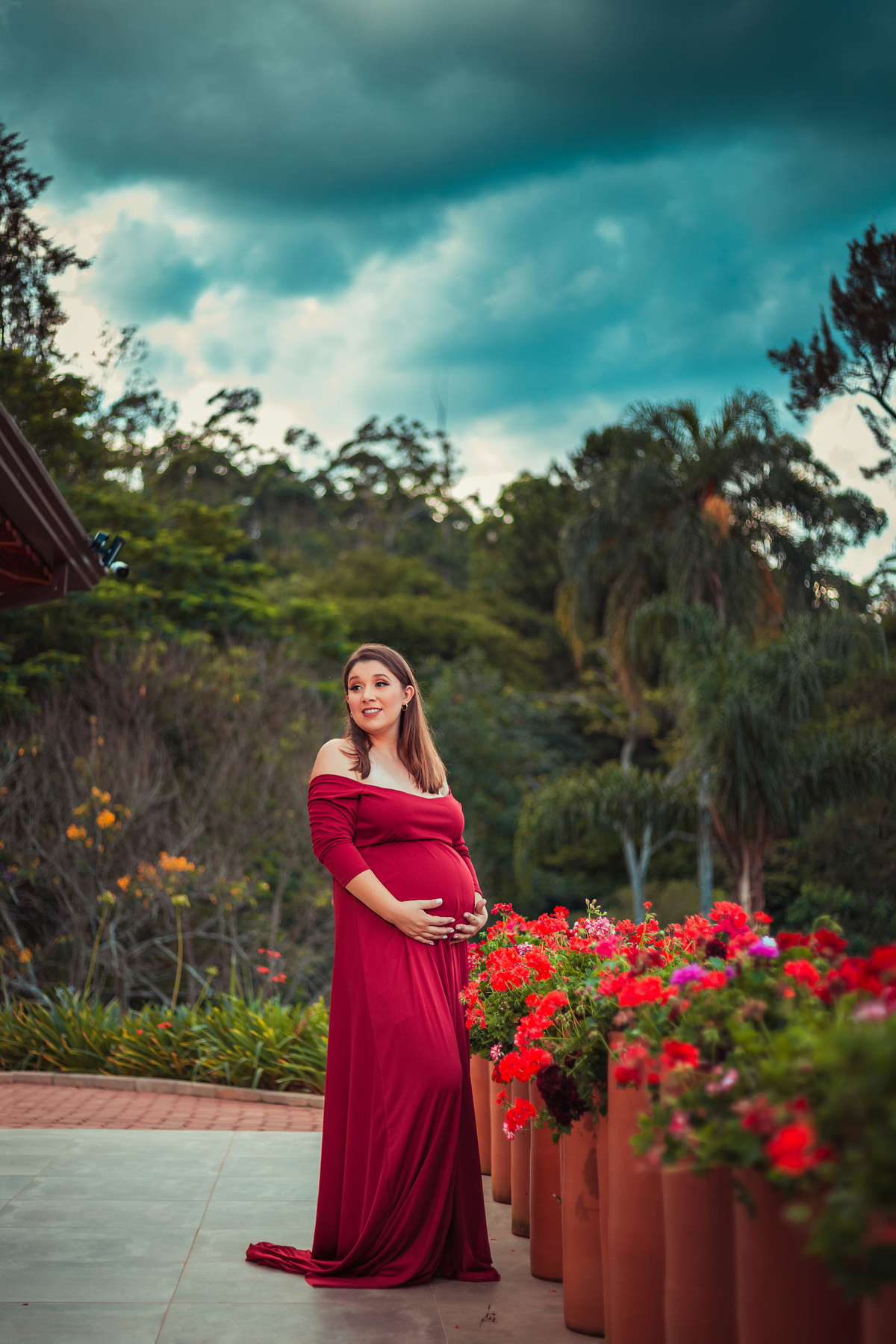 ensaio gestante céu azul