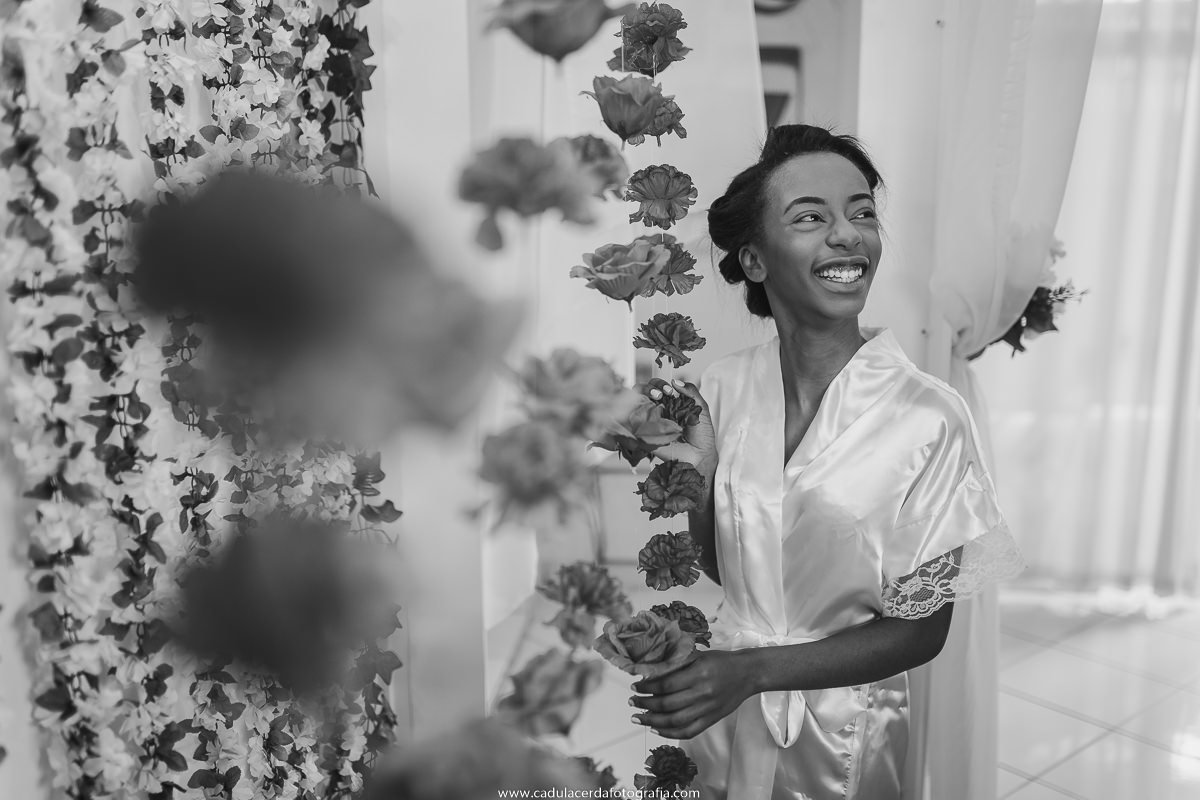 retrato da noiva em seu making of